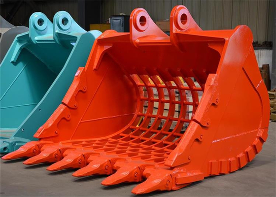 Geel Zwart Q355B NM400 Hardox550 Excavator Skeleton Bucket voor verschillende graafwerkzaamheden