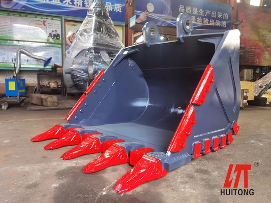 Kracht Q355 Graafmachine Rock Bucket Gewoon Gewicht Hardox400 Tanden Geel Zwart Kleur