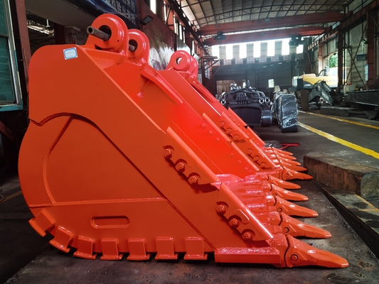 Heavy Duty Rock Collecting Bucket Met Sterkte Tanden Q355/NM400/Hardox400 Geel/Zwart Ontwerp